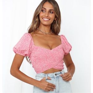 Hello Molly pink crop top